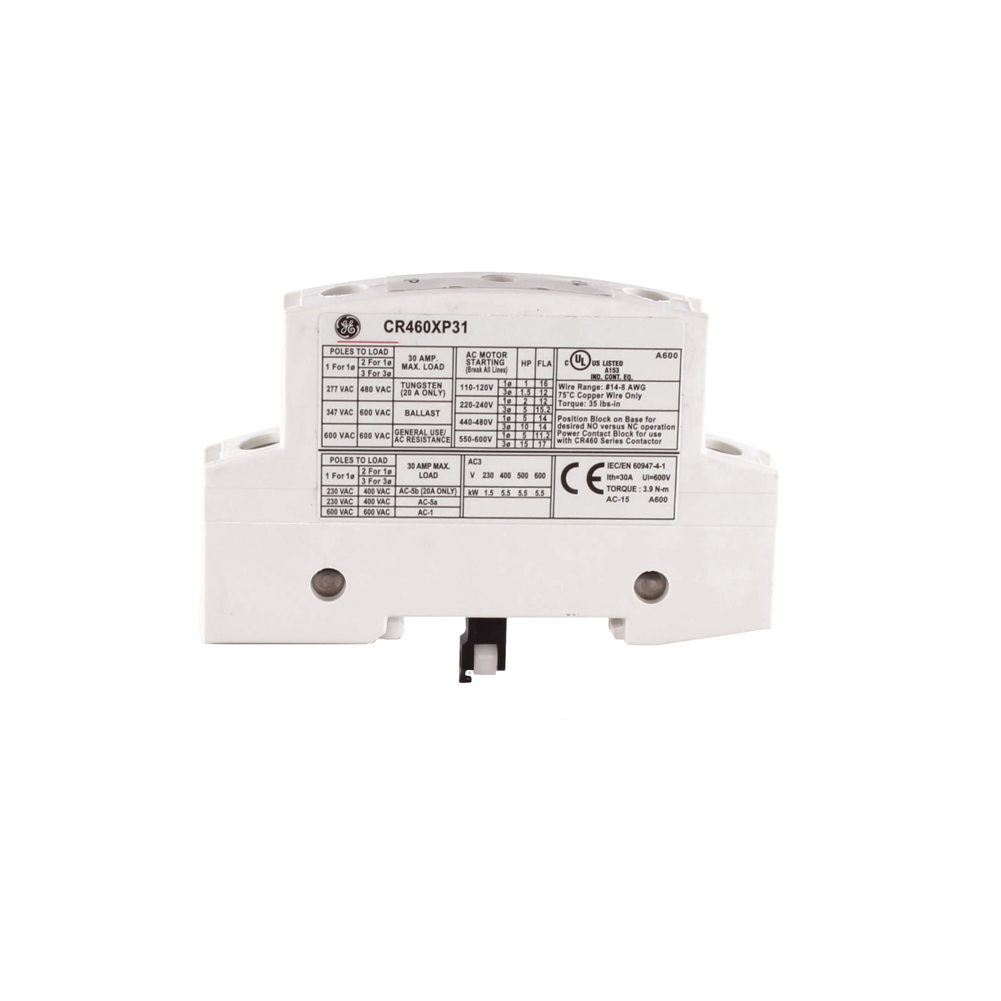 CR460XP31 - General Electrics - Contactor And Motor Starter Auxiliary