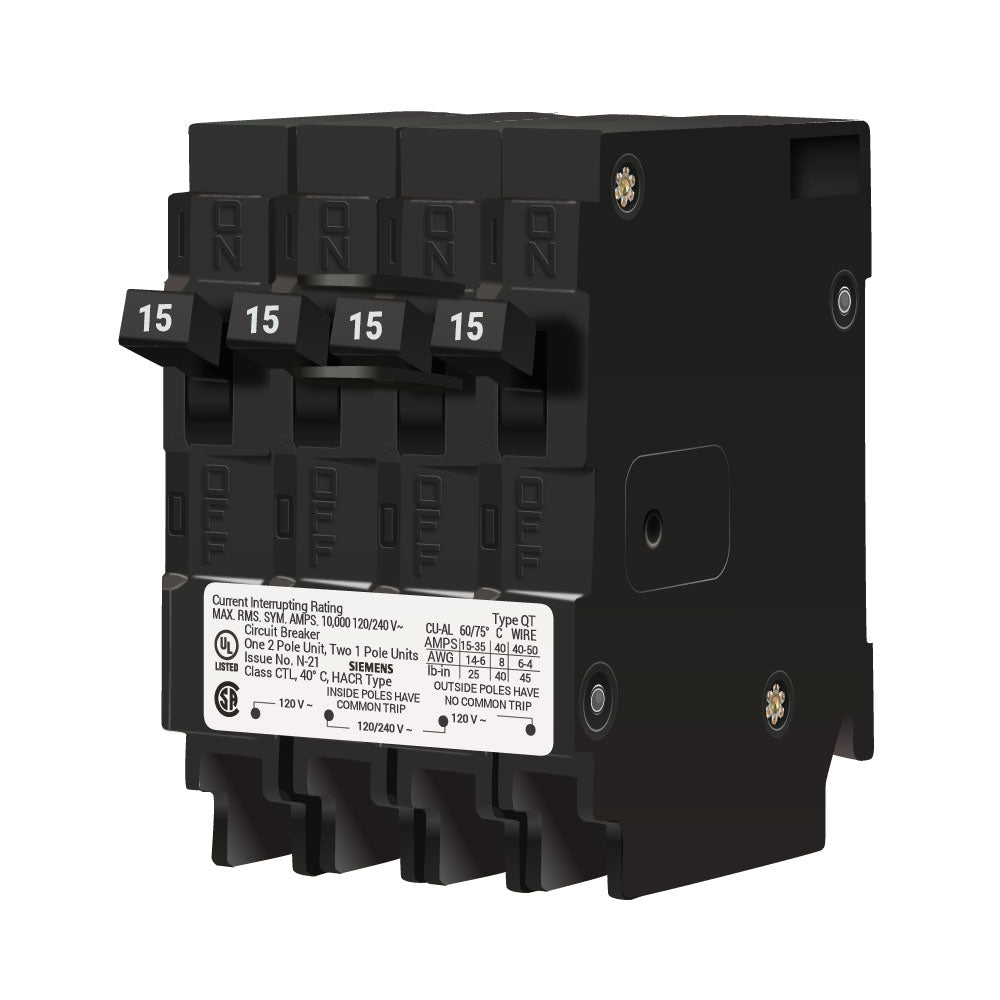 Q21515CT - Siemens - 15 Amp Quad Circuit Breaker