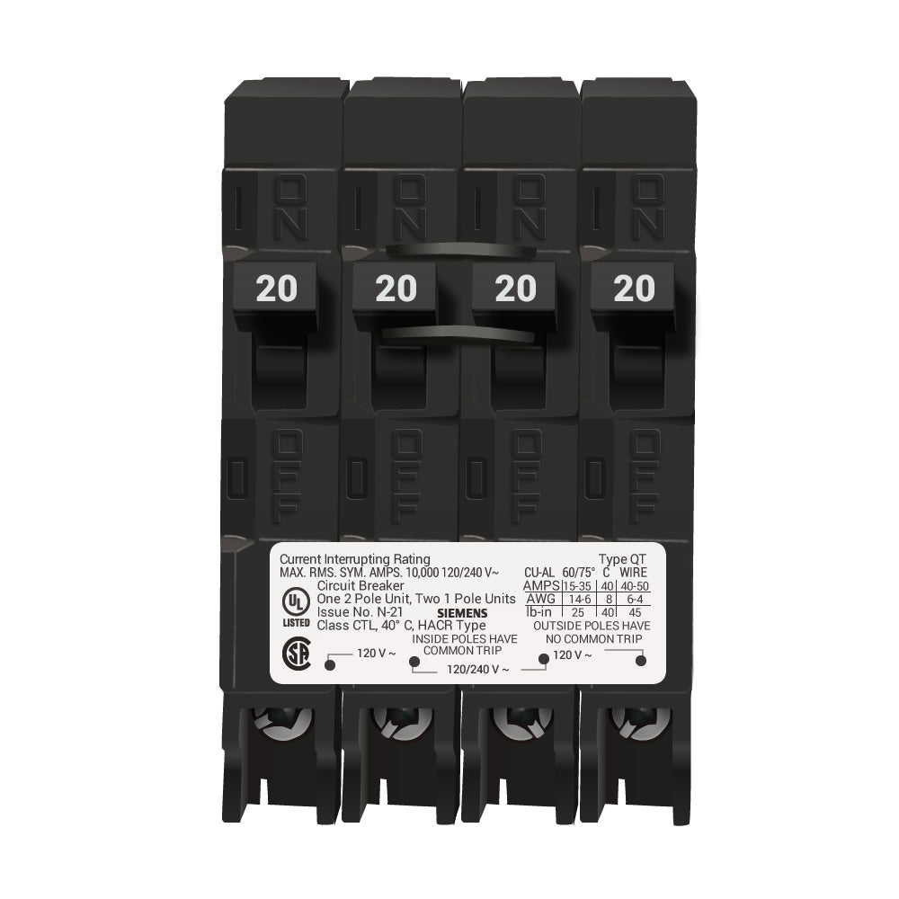 Q22020CT - Siemens - 20 Amp Quad Circuit Breaker