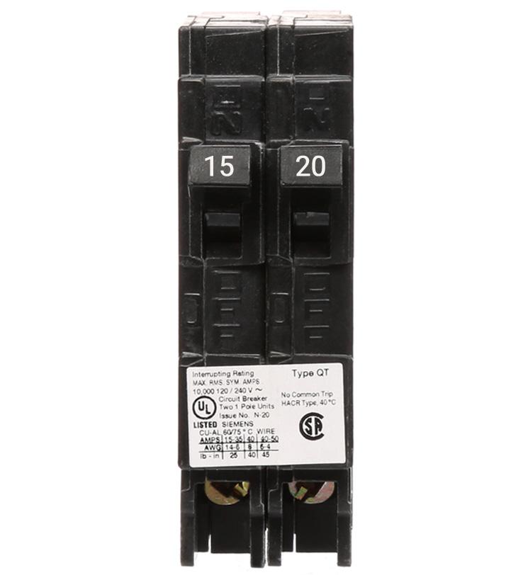 Q1520NC - Siemens - 15/20 Amp Tandem Circuit Breaker