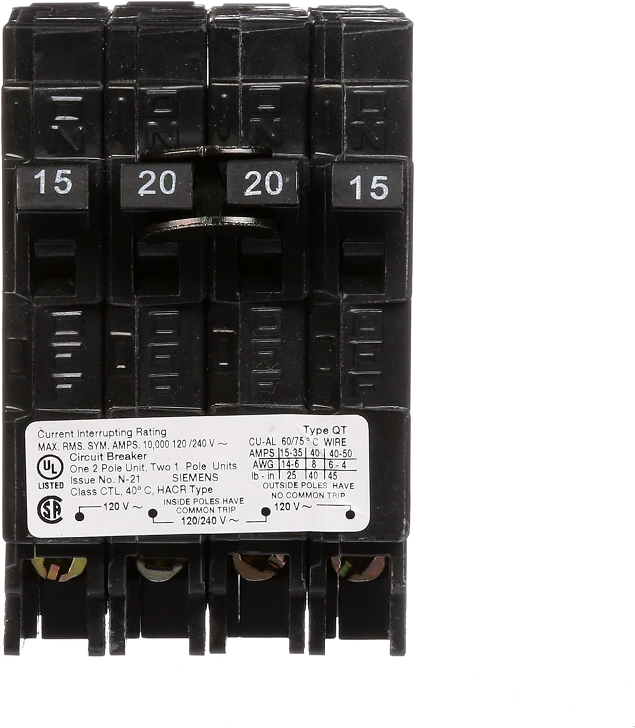 Q21520CT - Siemens - 20 Amp Quad Circuit Breaker