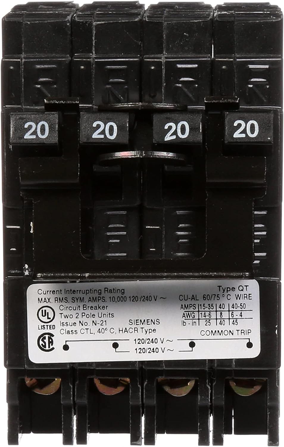 Q22020CT2 - Siemens - 20 Amp Quad Circuit Breaker