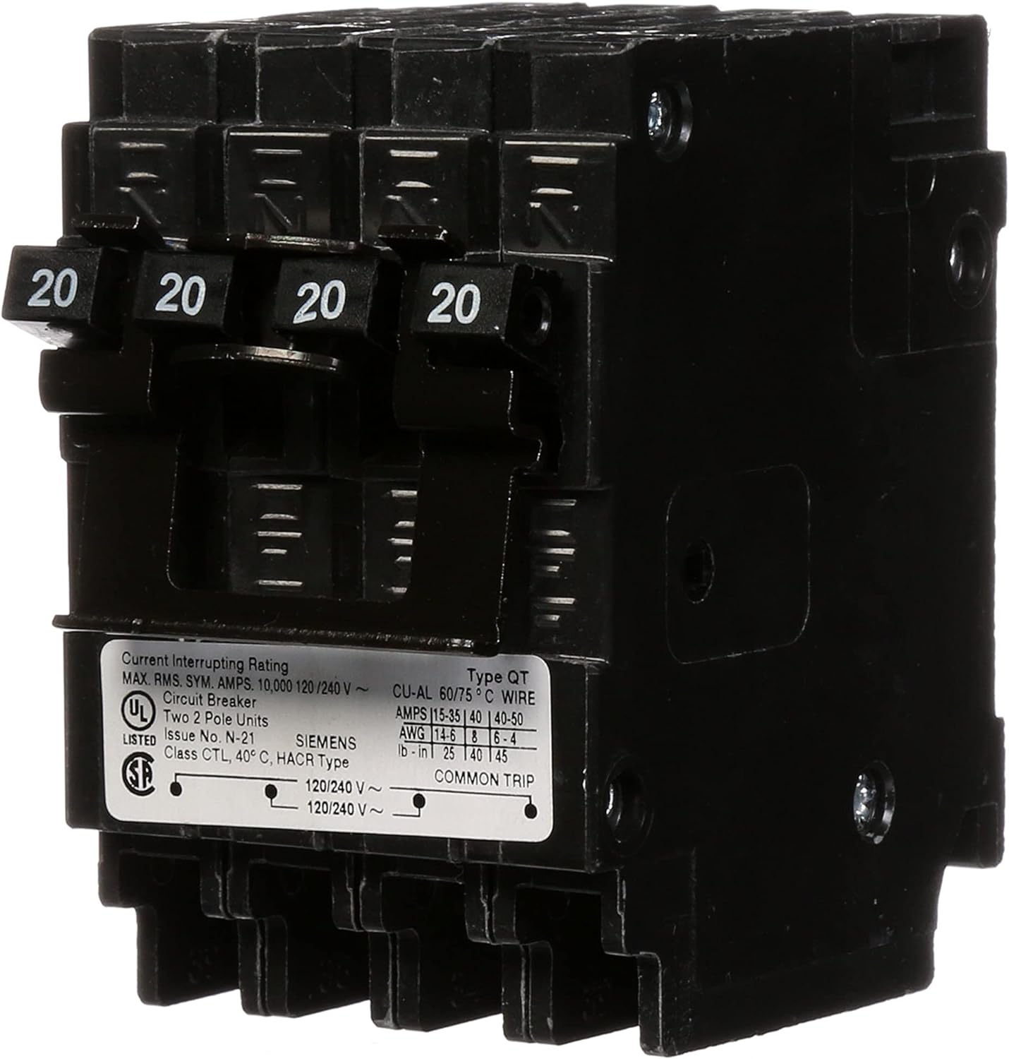 Q22020CT2 - Siemens - 20 Amp Quad Circuit Breaker
