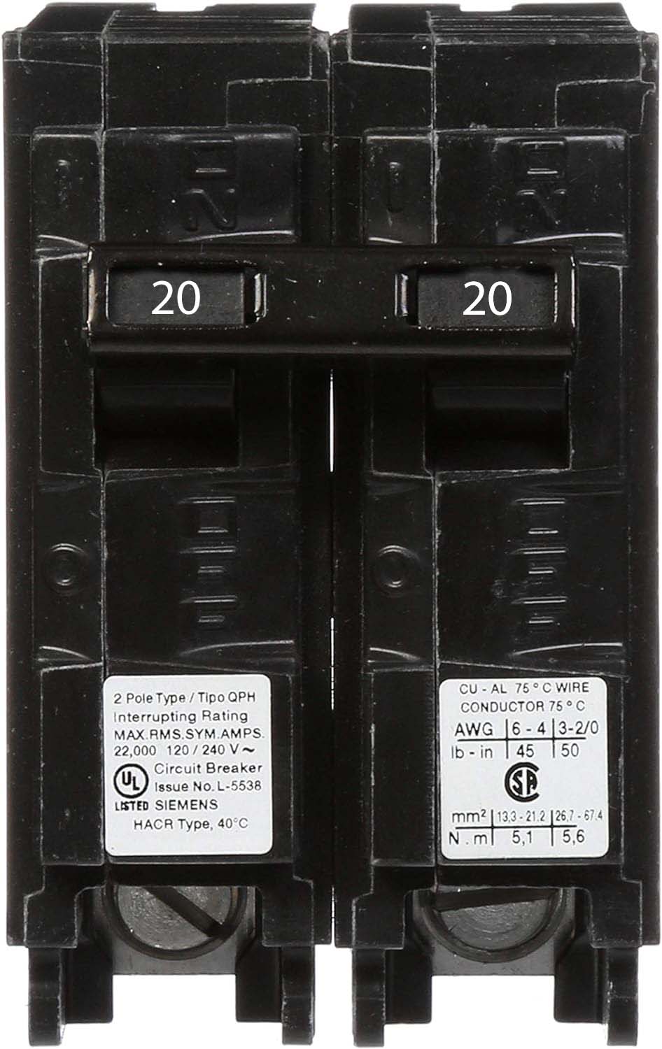 Q220H - Siemens - 20 Amp 22kA Circuit Breaker
