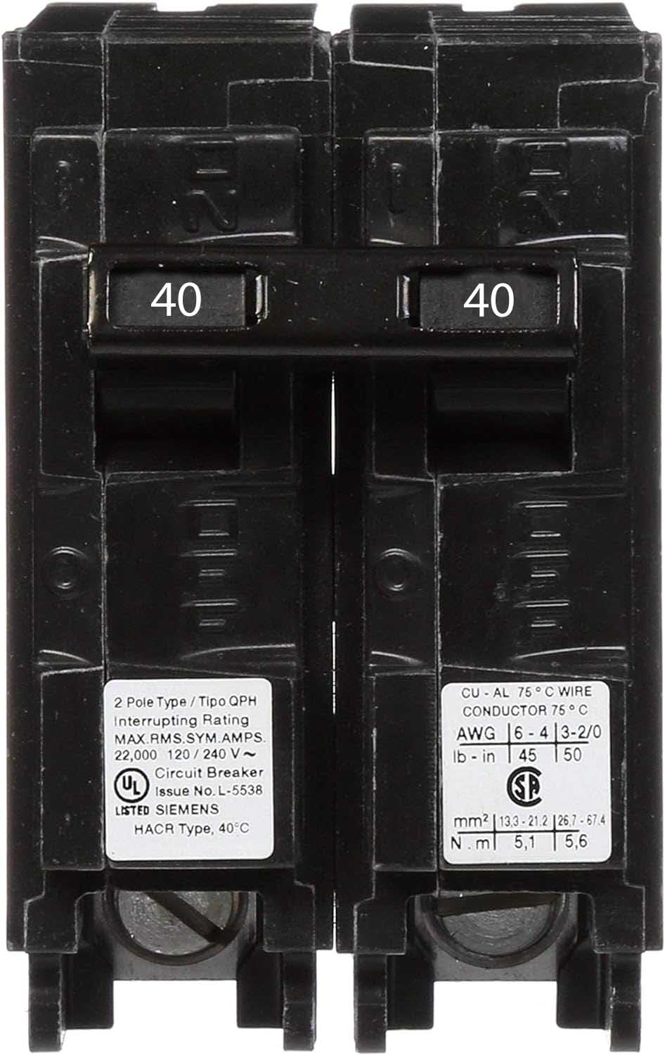 Q240H - Siemens - 40 Amp 22kA Circuit Breaker