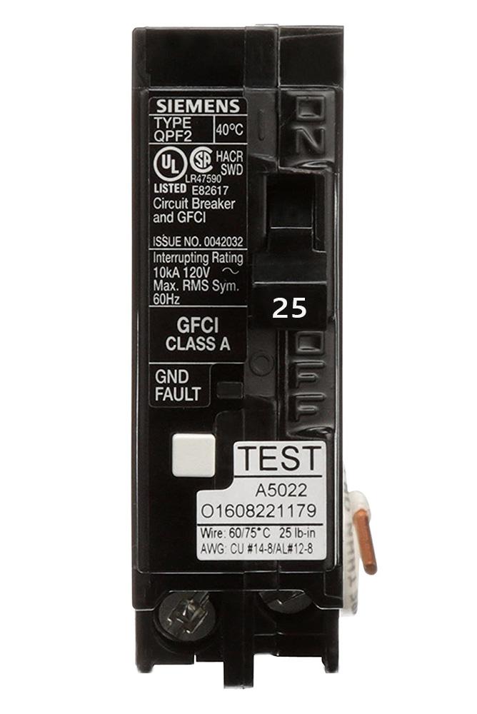QF125A - Siemens - 25 Amp GFCI Circuit Breaker