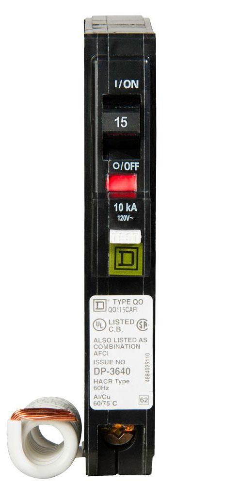 QO115CAFI - Square D - 15 Amp AFCI Circuit Breaker
